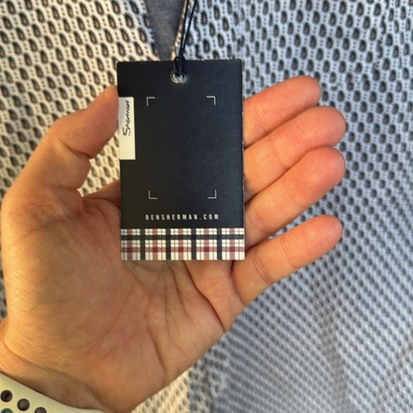 NWT Ben Sherman Boys Blue and White Casual Button Down Shirt size 18 - Picture 4 of 6